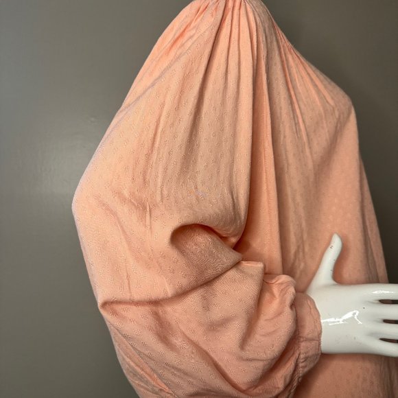 XL Peach Long Sleeve Button Down Top with Extra Wide Sleeves - Picture 3 of 6